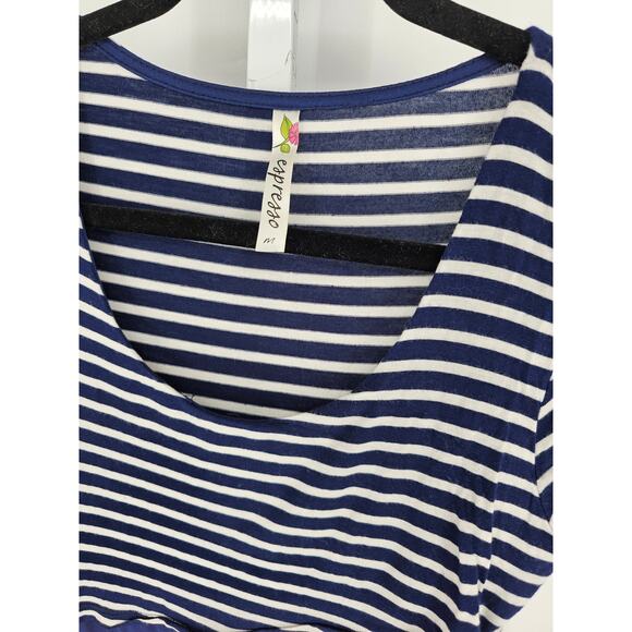 Espresso Women's Blue & White Striped Short Sleeve Fit & Flare Dress Size M - Picture 4 of 4